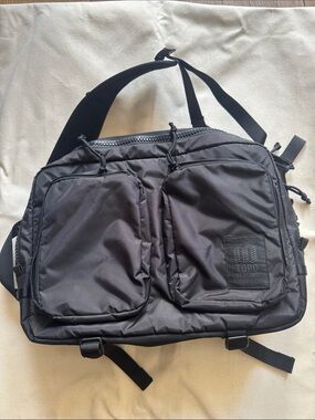 Topo Designs Charcoal Black Messenger Bag with Dual Front Pockets